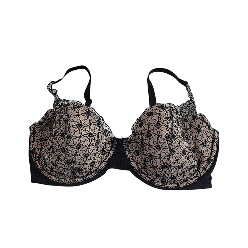 Vassarette Beige Floral Lace Full Coverage Padded Underwire‎ Bra Size 38DD